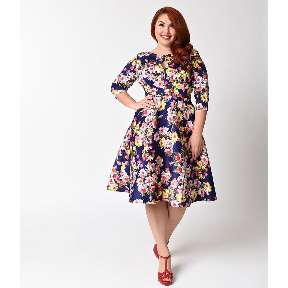 Unique Vintage Floral Swing Dress